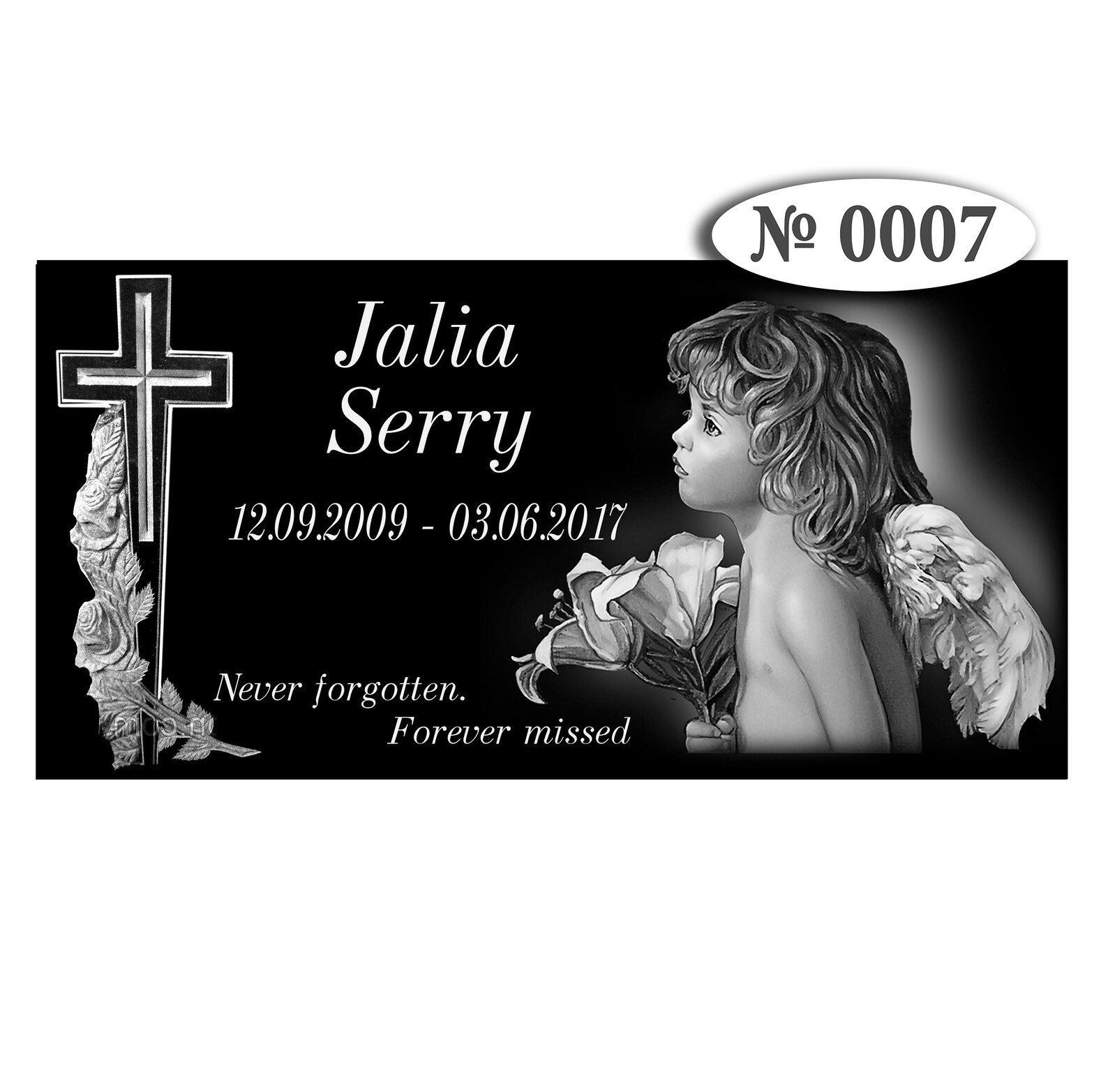Flat Headstone 16x8x3 Inches Black Granit Laser Engrave Etsy