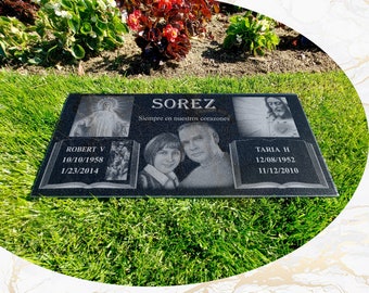 12x24x0.75 Human Headstone, Tombstone on the Grave Marker Granite, People, Diamond Engraved