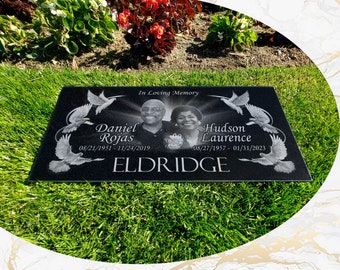 12x24x0.75 Human Headstone, Tombstone on the Grave Marker Granite, People, Diamond Engraved