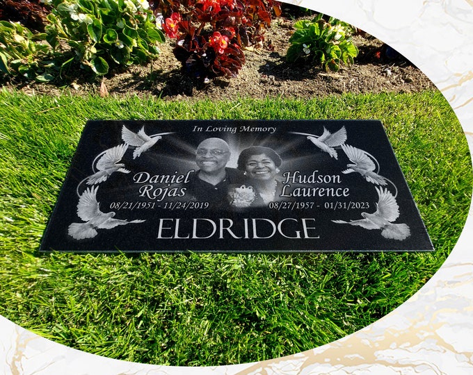 12x24x0.75 Human Headstone, Tombstone on the Grave Marker Granite, People, Diamond Engraved