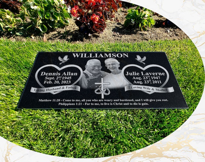 12x24x0.75 Human Headstone, Tombstone on the Grave Marker Granite, People, Diamond Engraved