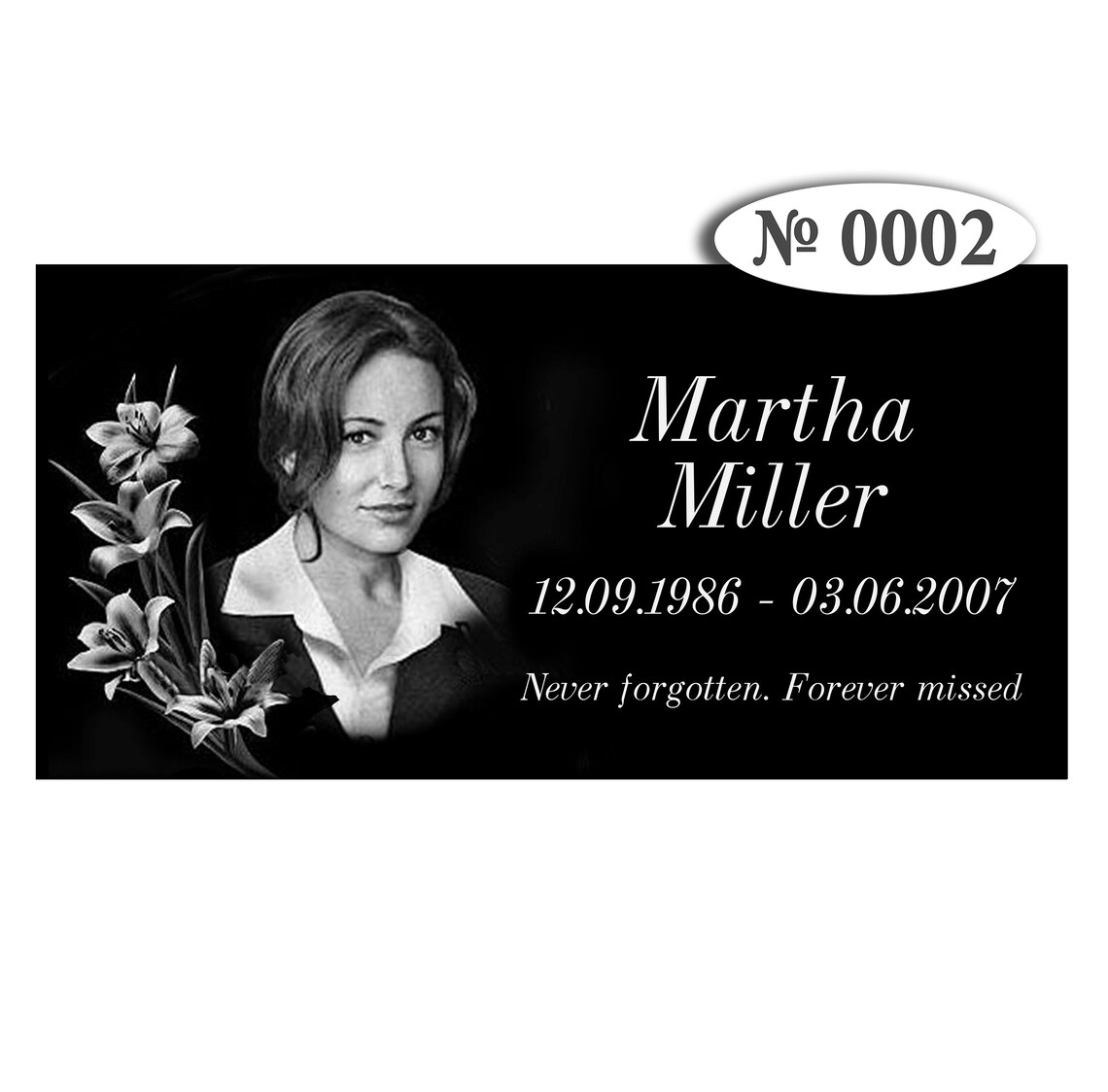 Flat Headstone 16x8x3 Inches Black Granit Laser Engrave Etsy