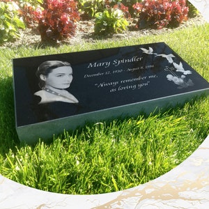 Flat Headstone 28x16x3 inches Black Granite Diamond Engraved