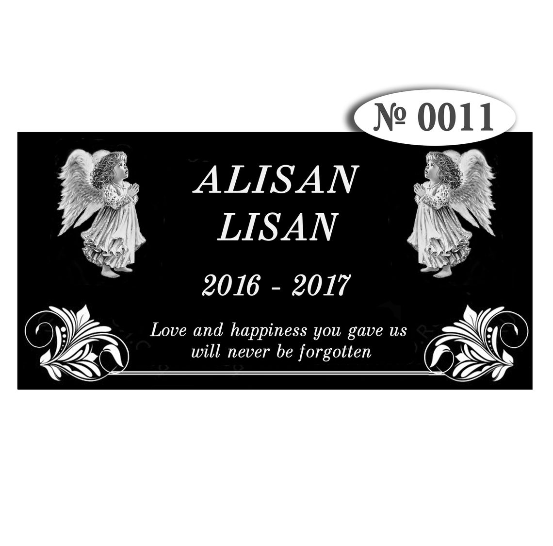 Flat Headstone 16x8x3 Inches Black Granit Laser Engrave Etsy