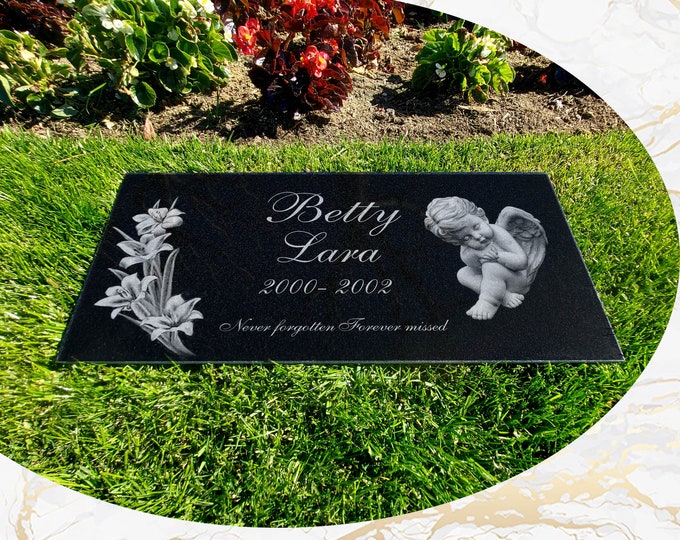 12x24x0.45 Human Headstone, Tombstone on the Grave Marker Granite, People, Diamond Engraved