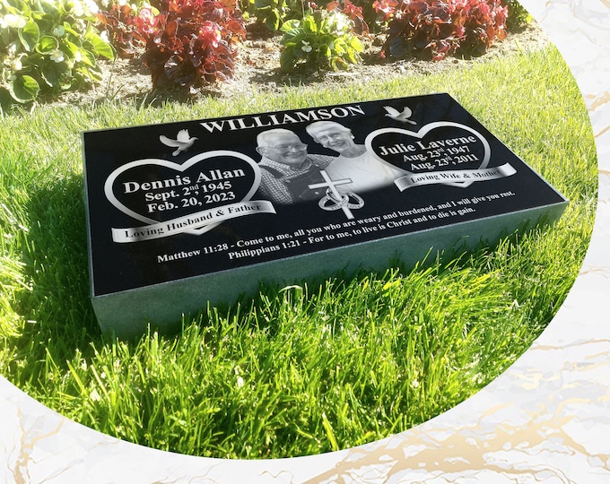 Flat Headstone 28x16x3 inches Black Granite Diamond Engraved