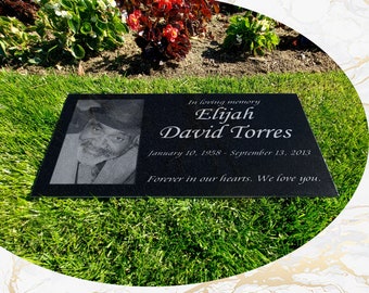 12x24x0.75 Human Headstone, Tombstone on the Grave Marker Granite, People, Laser Engrave