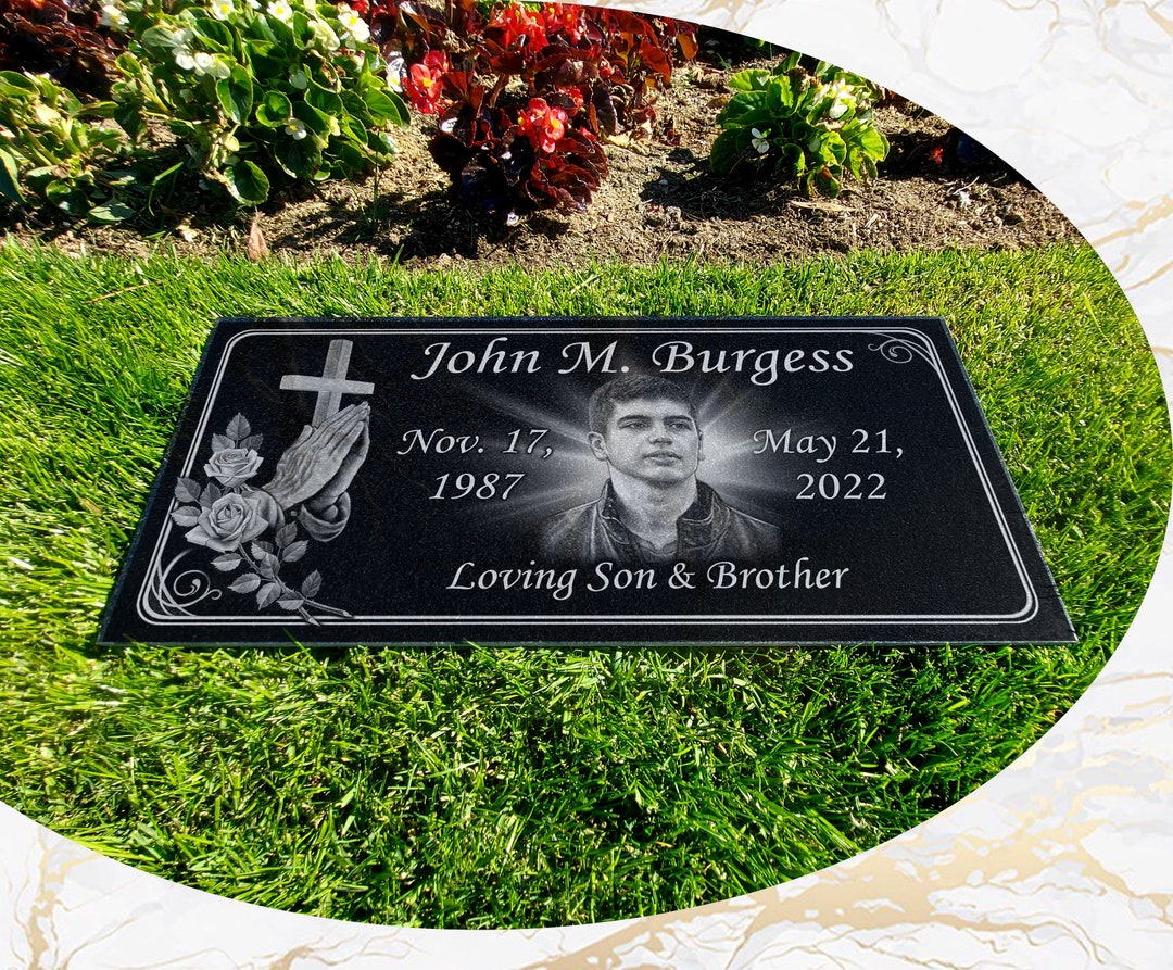 12x24x0.45 Human Headstone, Tombstone on the Grave Marker Granite, People, Diamond Engraved Etsy