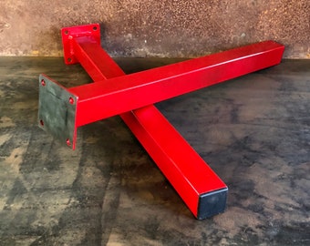 Metal Table Legs, 2x2 Single Post, Red (Set of 4)