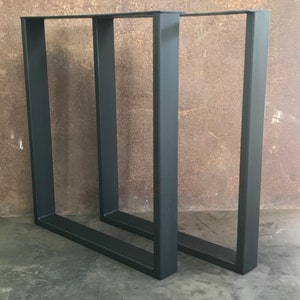 Metal Table Legs, 3x1 U Flat Black Set of 2 image 2