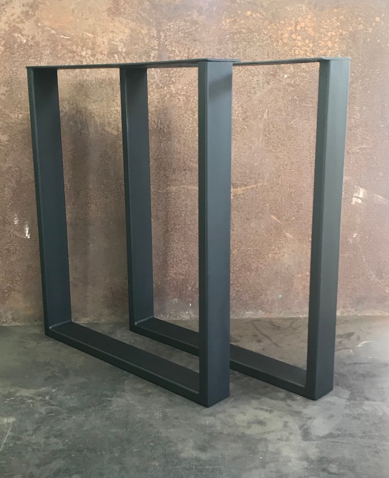 Metal Table Legs, 3x1 U Flat Black Set of 2 image 2