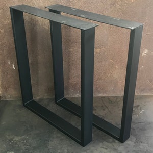 Metal Table Legs, 3x1 U Flat Black Set of 2 image 5