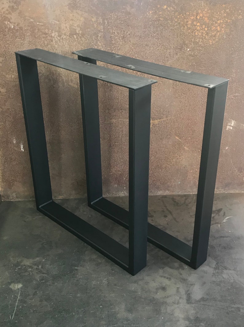 Metal Table Legs, 3x1 U Flat Black Set of 2 image 5