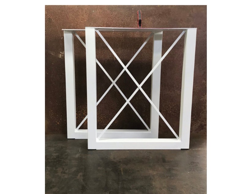 Metal Table Legs 2x2 U W/ X Flat White set of 2 - Etsy