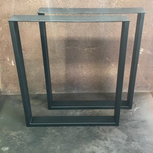 Metal Table Legs, 3x1 U Flat Black Set of 2 image 3