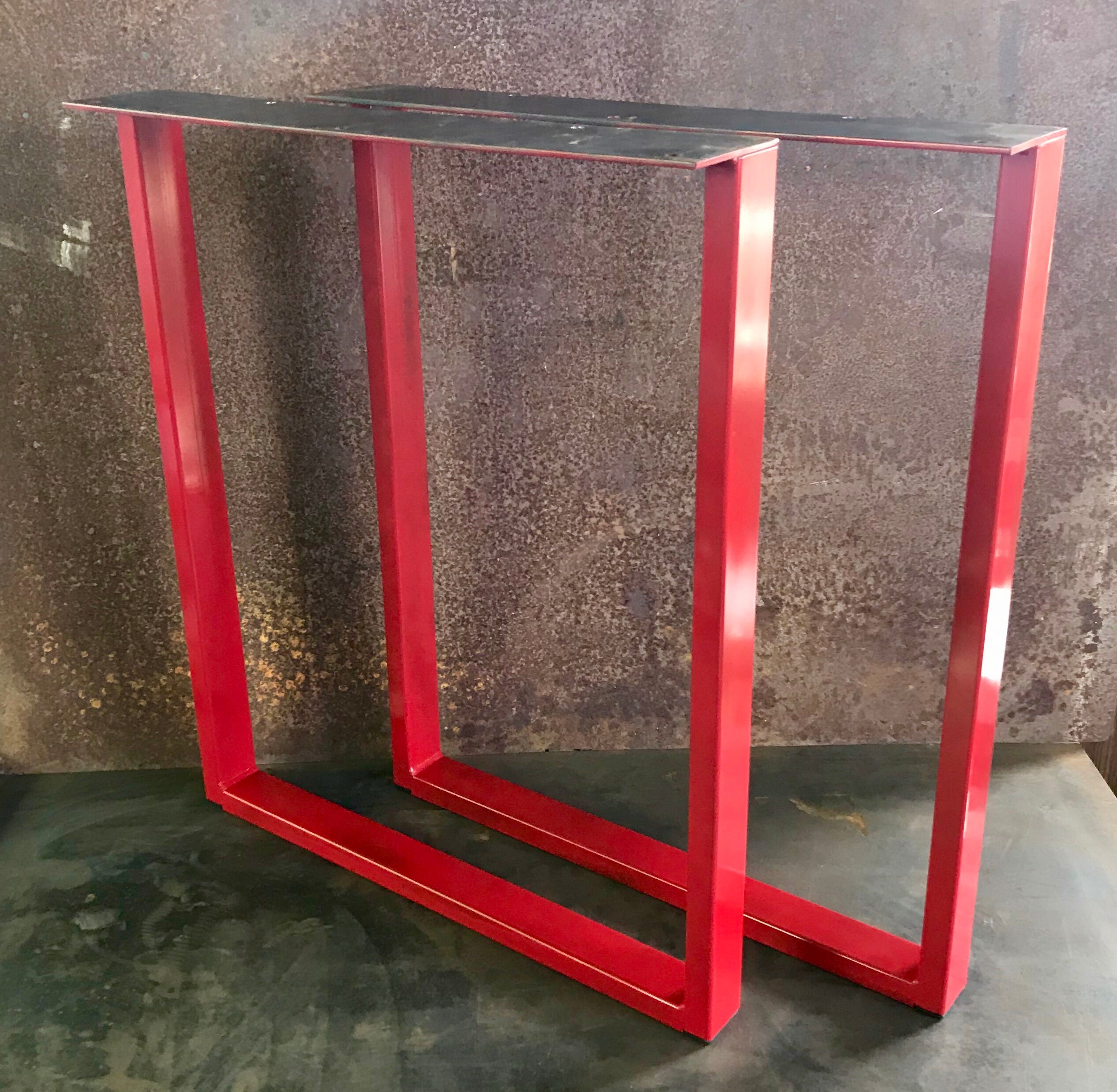 Metal Table Legs 2x1 U Red set of 2 Etsy