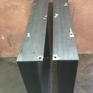 Metal Table Legs, 3x1 U Flat Black Set of 2 image 8