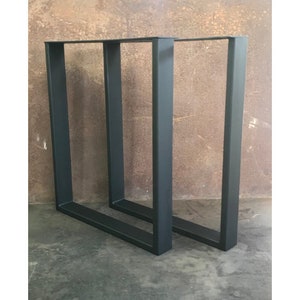 Metal Table Legs, 3x1 U Flat Black (Set of 2)