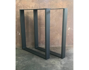 Metal Table Legs, 3x1 U Flat Black (Set of 2)