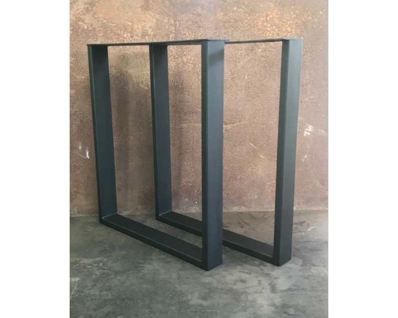 Metal Table Legs, 3x1 U Flat Black Set of 2 image 1
