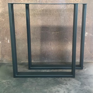 Metal Table Legs, 3x1 U Flat Black Set of 2 image 9