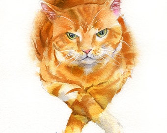 Original Cat Painting Artwork Taiwan Aquarelle Animal Carte postale Cat Scenery Art Gift Memorial Pet