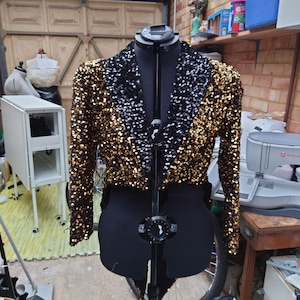 Rocky Horror Picture show inspired Gold Sequin tailcoat Columbia