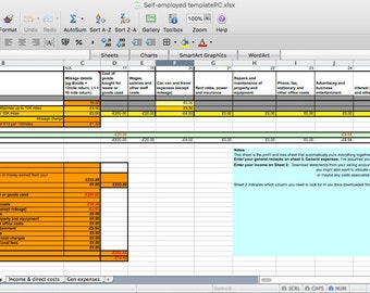 Easy-to-use UK Self Assessment spreadsheet -  Excel for PC Office 2010