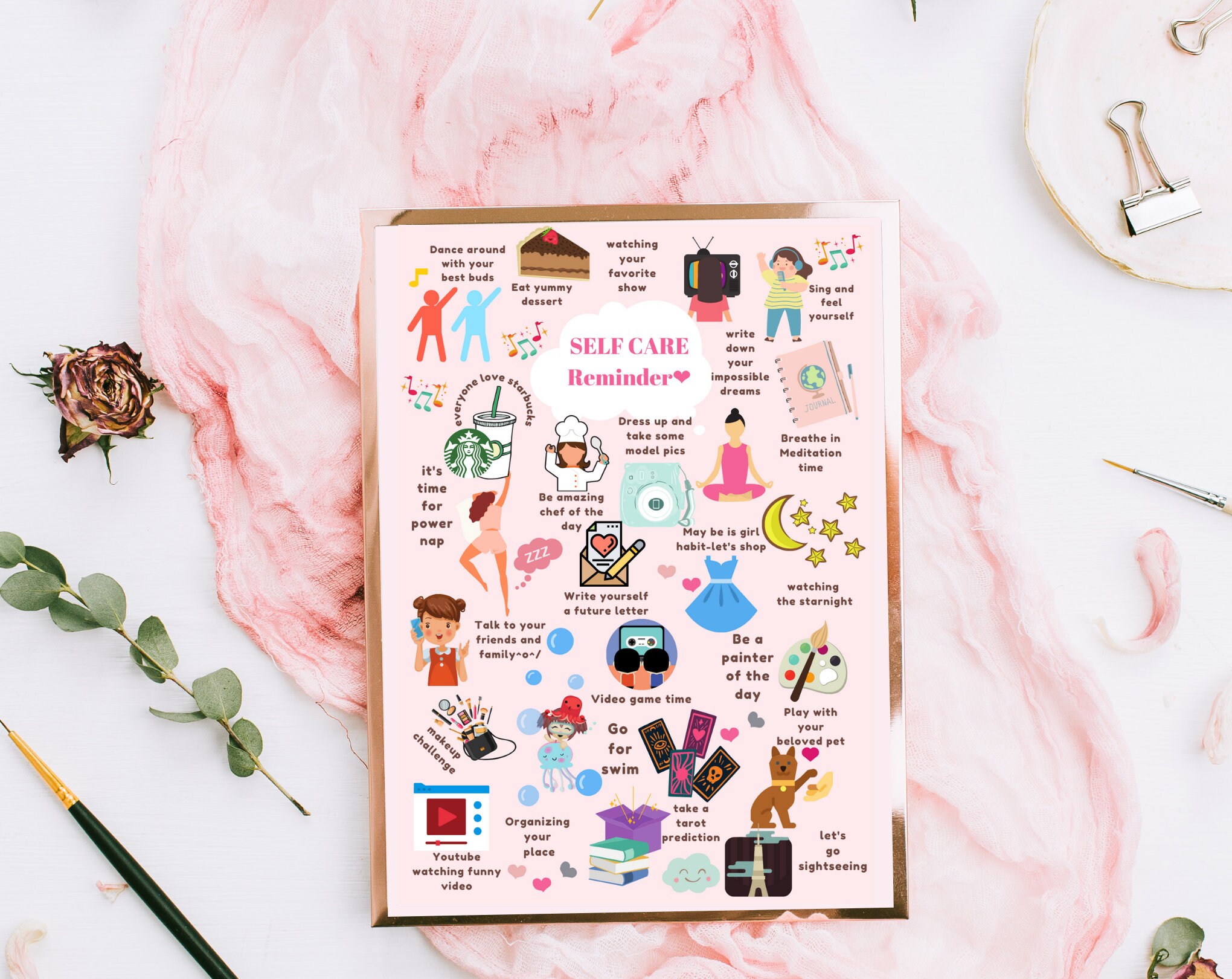 Self Care Starter Kit Wall Artself Love Affirmation Etsy