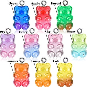 Ombre Gummy Bear Pendant Necklace|Gummy Bear Jewelry|18" Kawaii Cute Gummy Bear Necklace for Valentine day, Mother day,Christmas,Anniversary