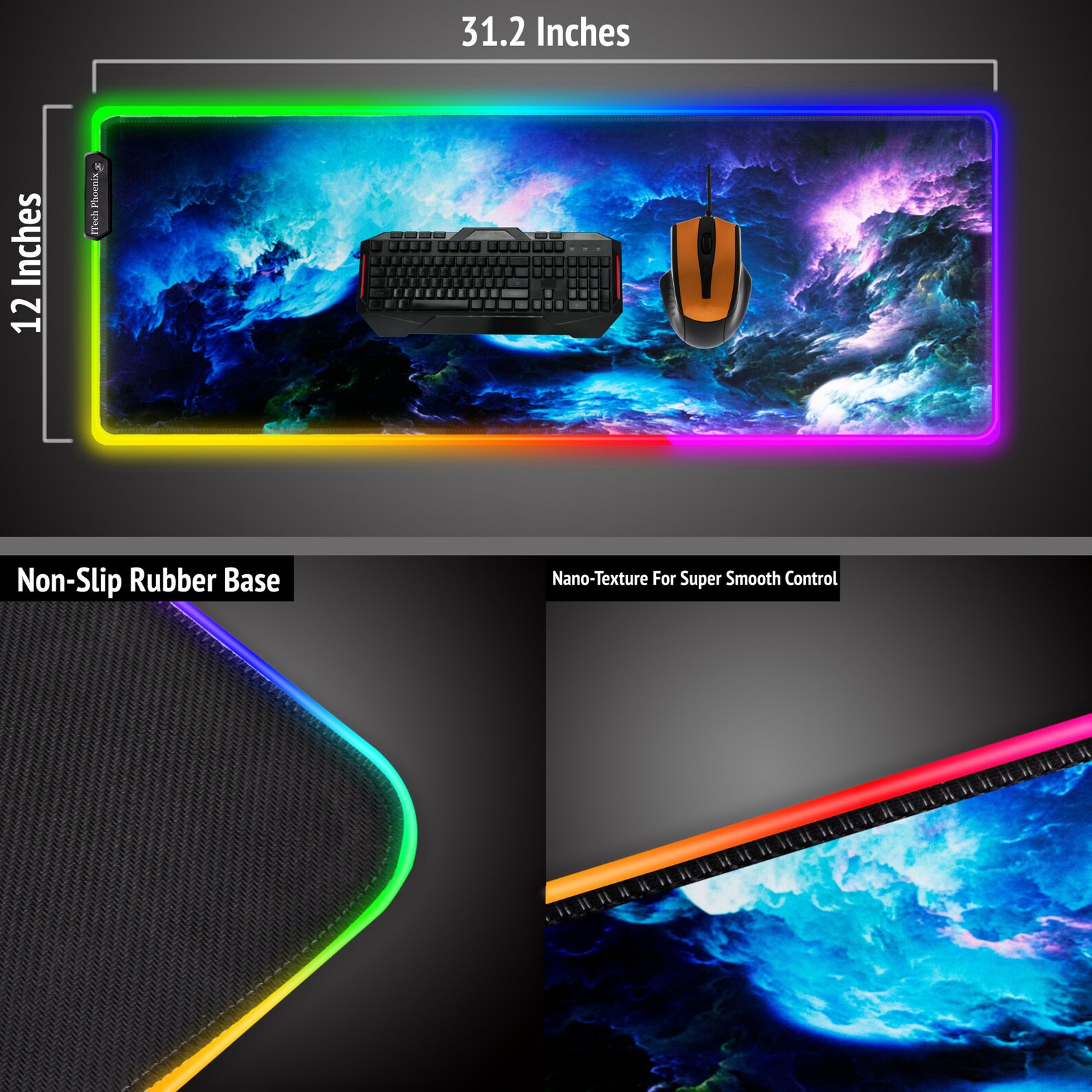 LED Space Galaxy Light up Large Gaming Mouse Padled Mouse Pad Etsy