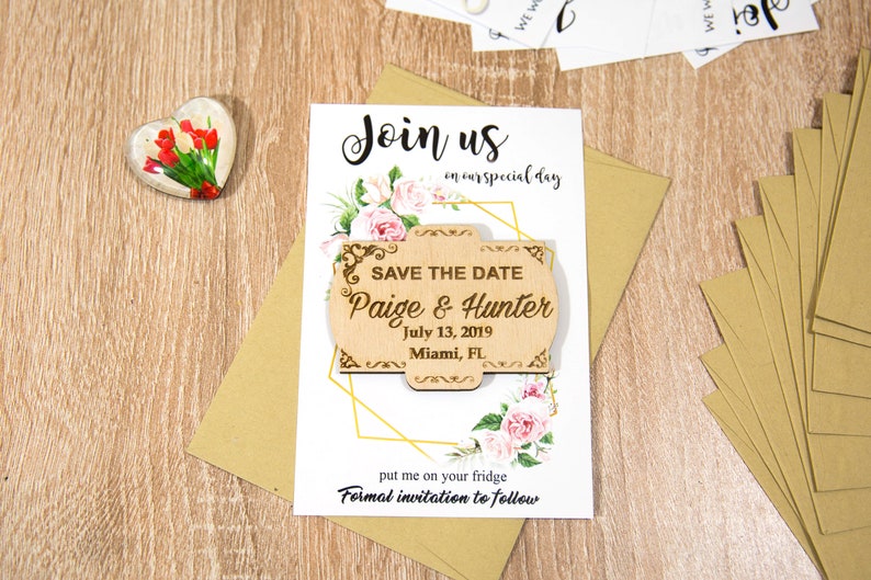 Wedding Invitation Save The Date Magnets Save the date Personalized Save The Date Wedding Cards Wood Save The Date Magnet with Cards