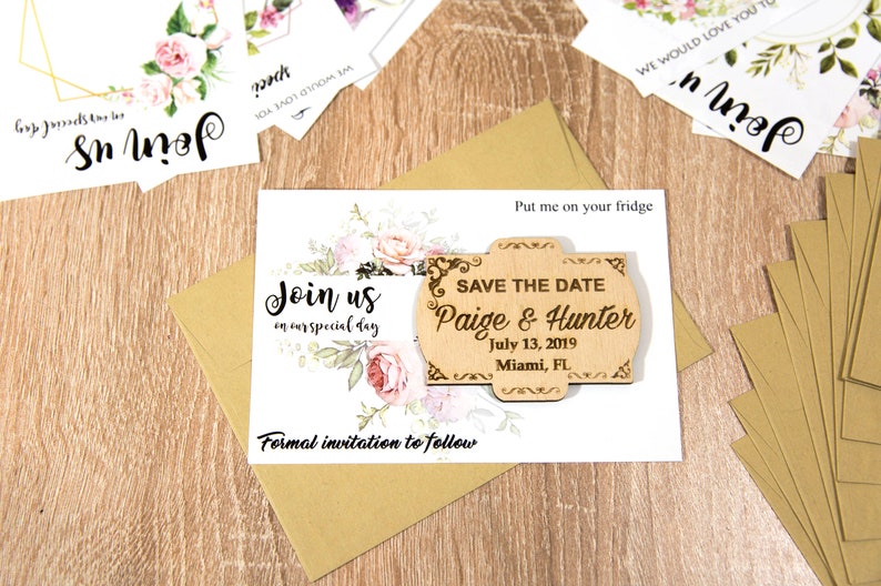 Wedding Invitation Save The Date Magnets Save the date Personalized Save The Date Wedding Cards Wood Save The Date Magnet with Cards