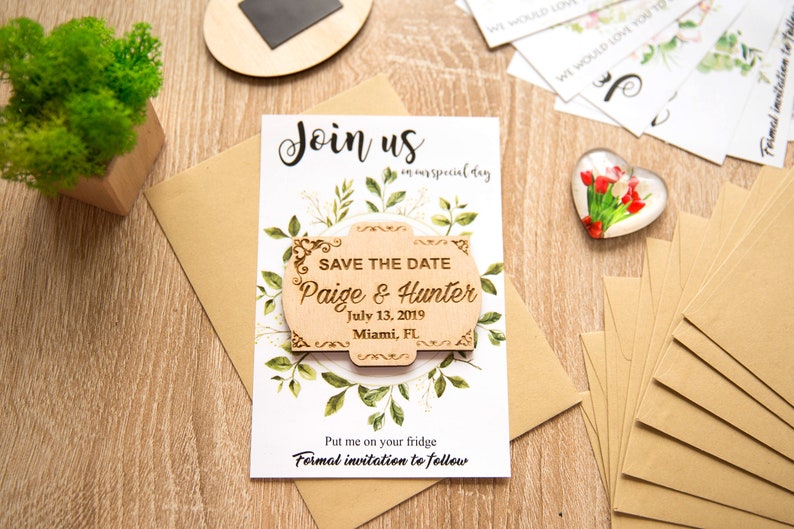 Wedding Invitation Save The Date Magnets Save the date Personalized Save The Date Wedding Cards Wood Save The Date Magnet with Cards