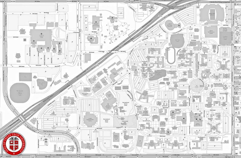 Texas Tech University Map Etsy