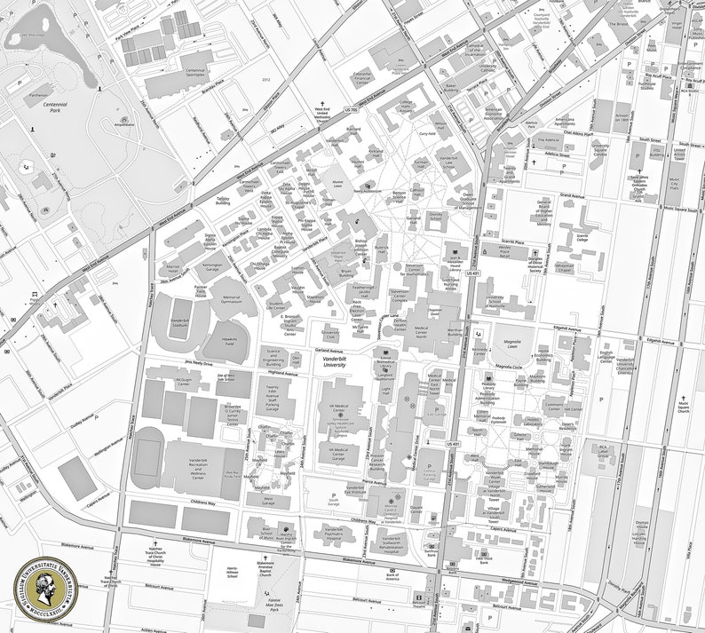 University of Vanderbilt Map Etsy