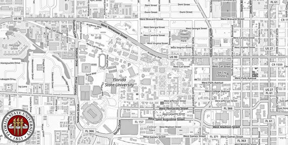 Map Of Florida State University Florida State University Map - Etsy Ireland Map Of Florida State University Florida State University Map - Etsy Ireland