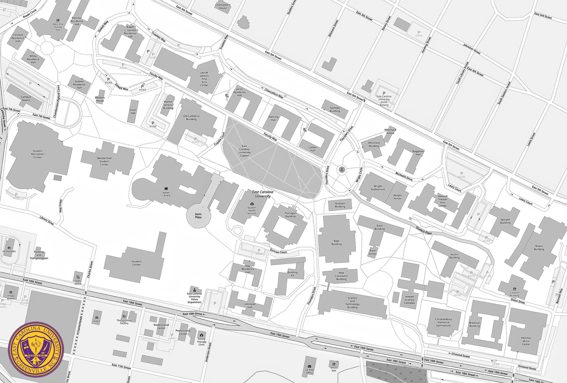 East Carolina University Map Etsy Denmark