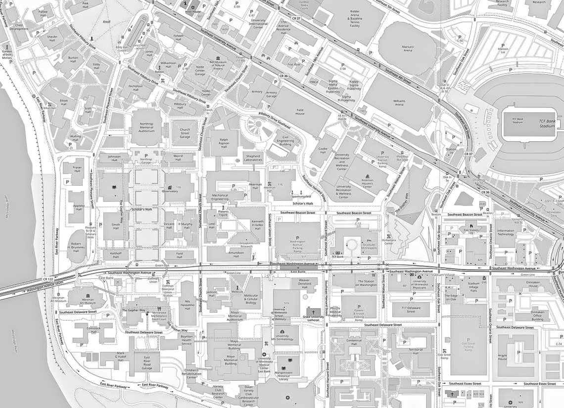 University of Minnesota Map Etsy
