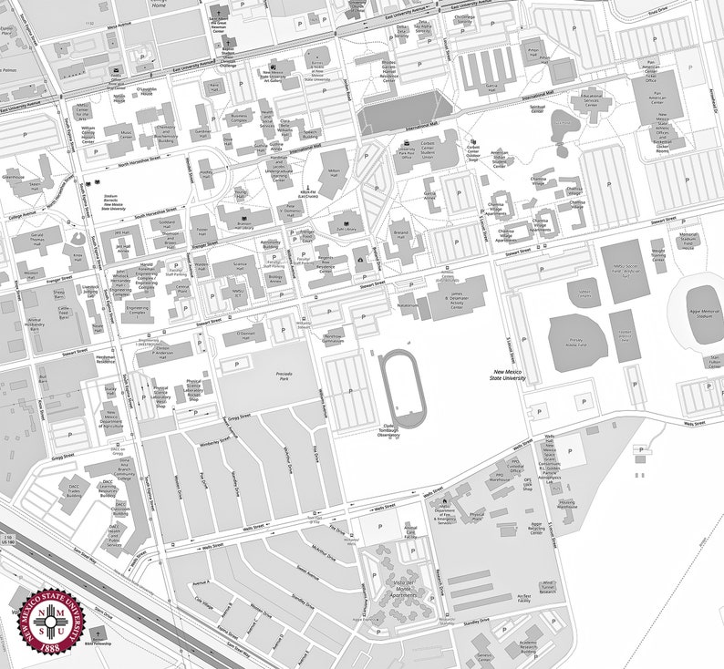 New Mexico State University Map Etsy