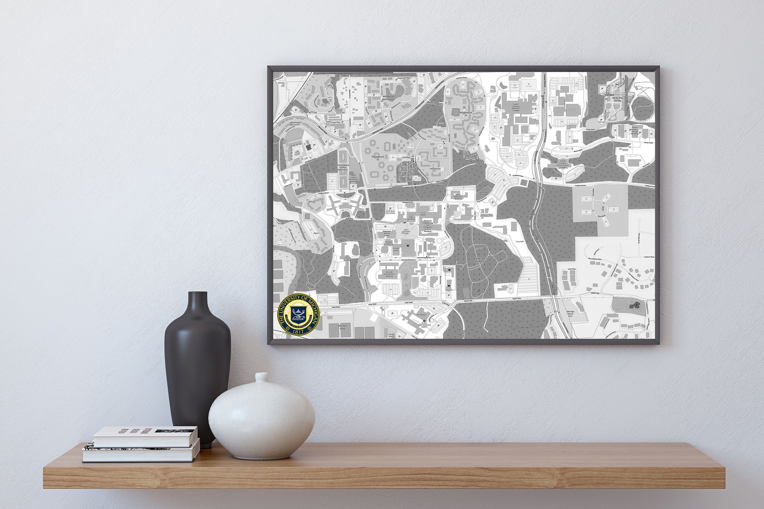 University of Michigan Map - Etsy