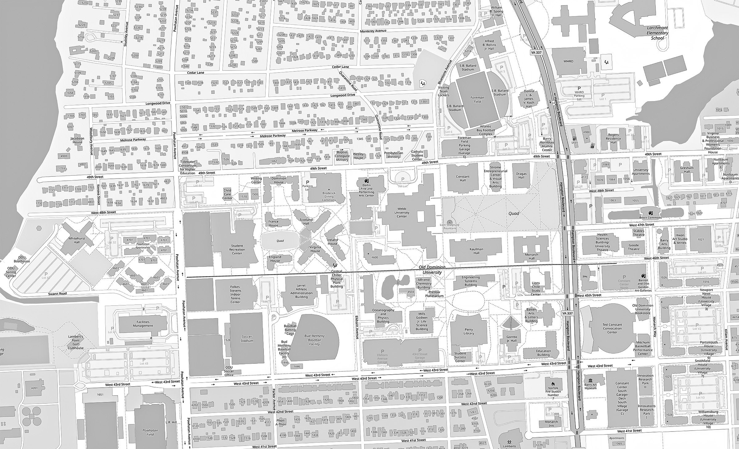 Old Dominion University Map Etsy