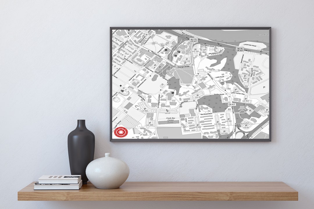 Rutgers University Map Etsy