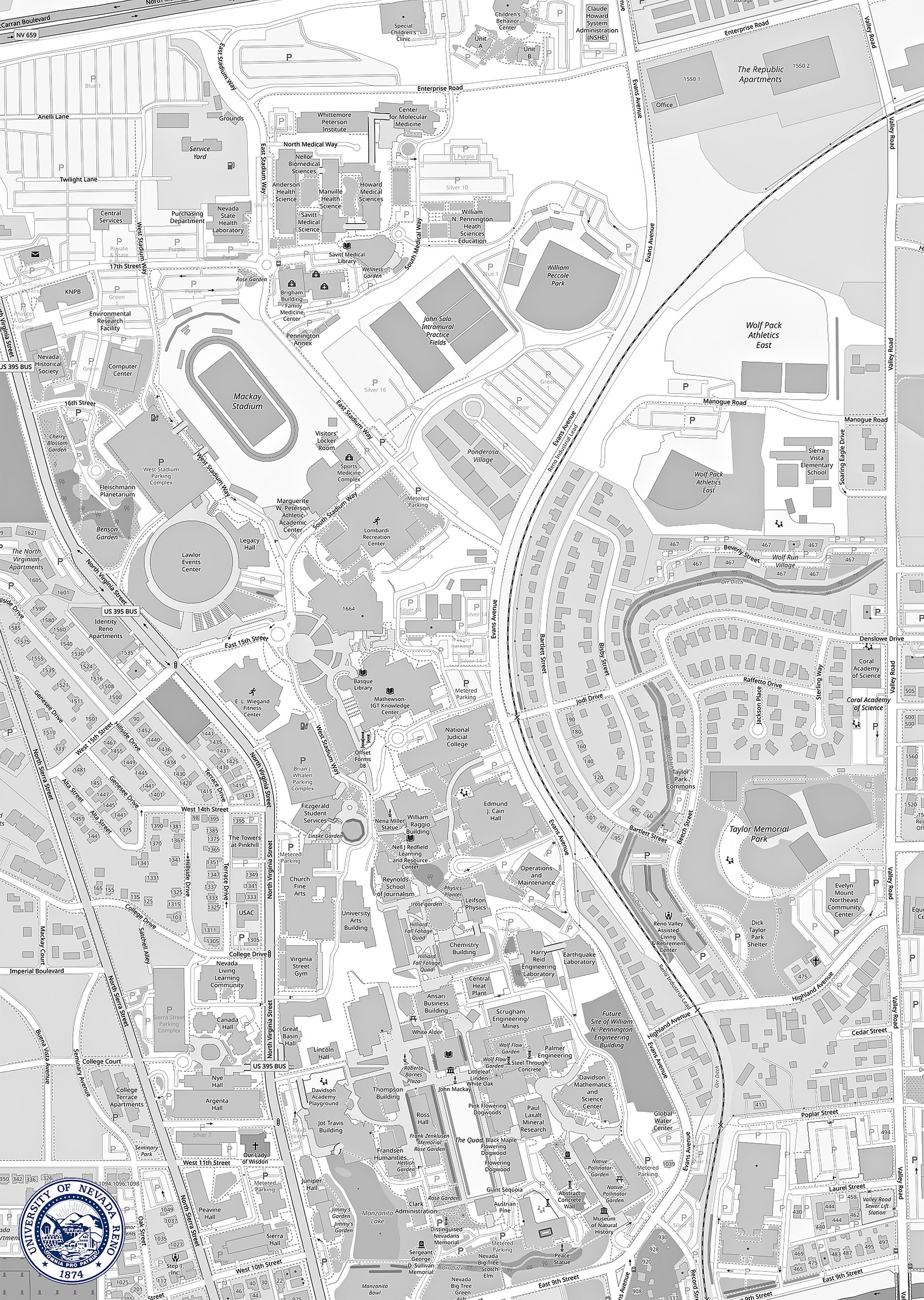 University Of Nevada Reno Map University Of Nevada Reno Map | Etsy Uk
