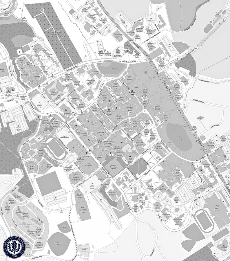 University of Connecticut Map - Etsy