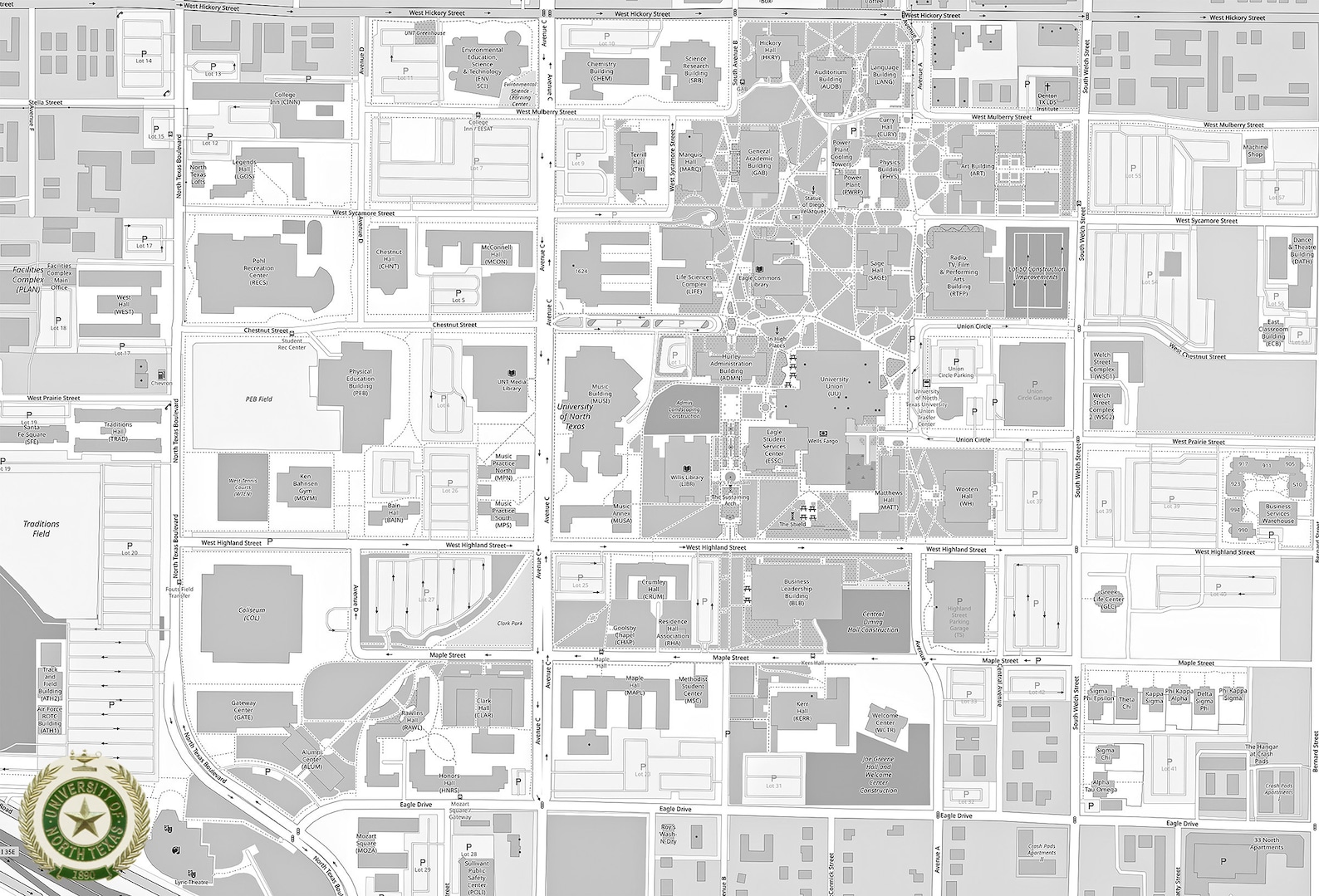 University of North Texas Map - Etsy