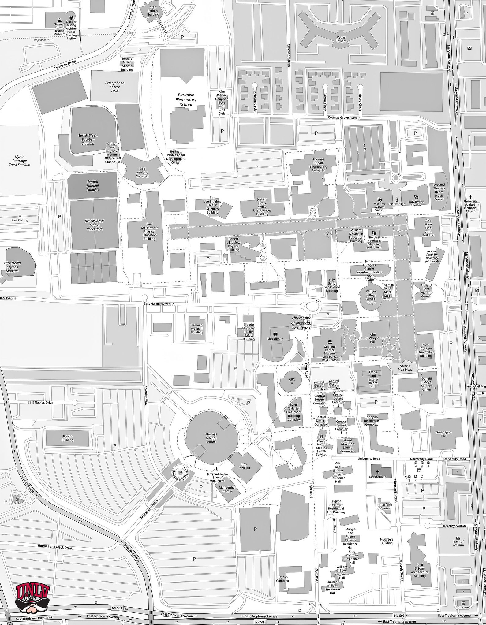 University of Nevada Las Vegas Map Etsy