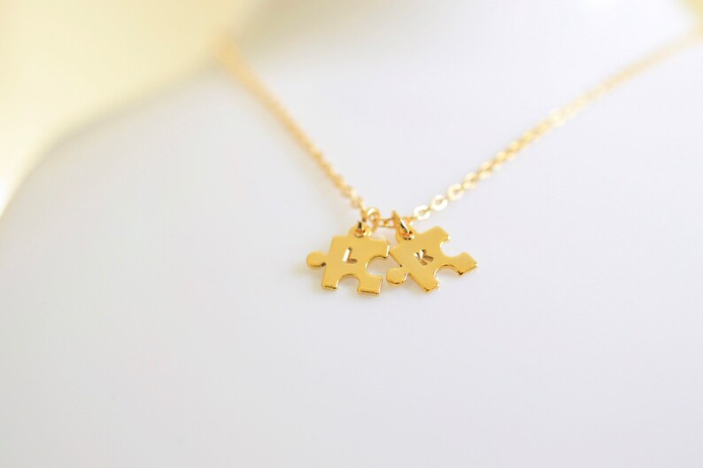 GoldSilver Puzzle Necklace Personalised Necklace Jigsaw Necklace