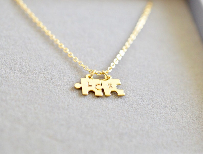 GoldSilver Puzzle Necklace Personalised Necklace Jigsaw Necklace