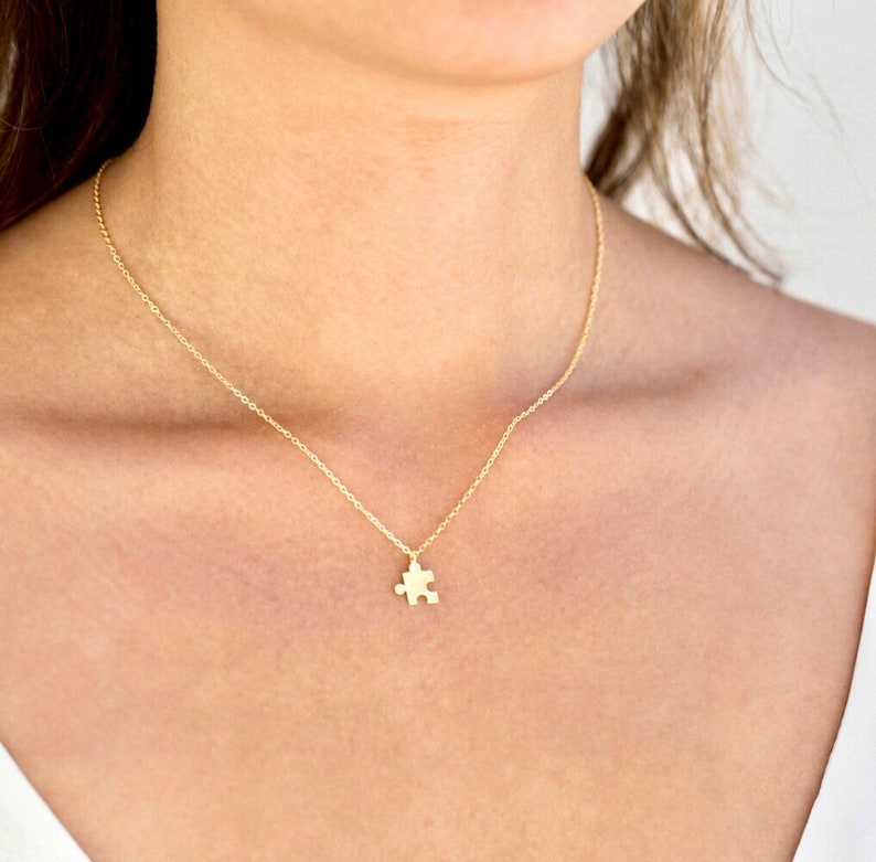 GoldSilver Puzzle Necklace Personalised Necklace Jigsaw Necklace